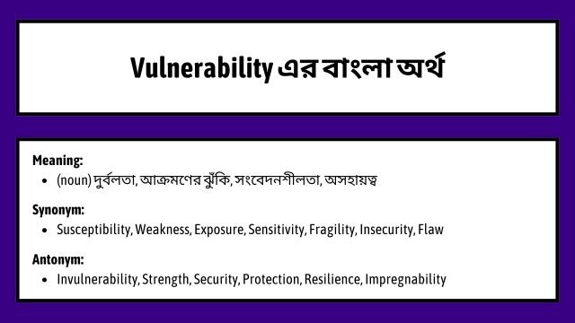 Vulnerability Meaning in Bengali